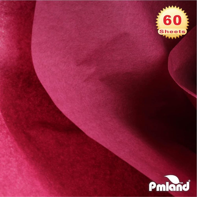 PMLAND ورق تغليف هدايا بجودة ممتازة من PMLAND - لون بورجوندي - 20 بوصة × 26 بوصة 60 ورقة - Image 3